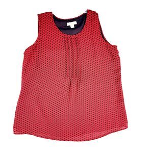 Coldwater Creek Tank Top Women's Medium 10-12 Red Lined Abstract Boho Sleeveless